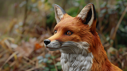 Detailed 3D clay sculpture of a fox, intricate fur texture, adorable and realistic