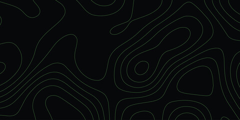 Topography wave pattern. Abstract curve wave background. Topographic green line on black background.