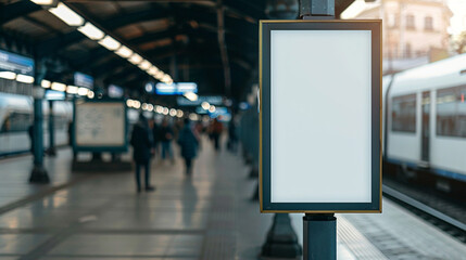 Empty board for service and product advertisement in the train station.