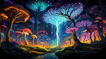 Surrealer Neon Wald