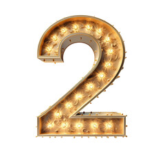 3d golden two 2 number
