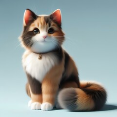 cute cat lying lazily against a vibrant blue background wearing a bowtie, cat with black eyes