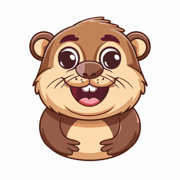 recommend clip art: Cute beaver cartoon character. Vector illustration isolated on white background