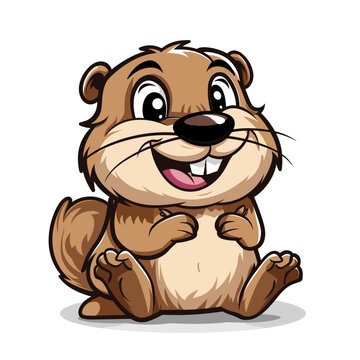 Cute beaver cartoon vector illustration isolated on a white background