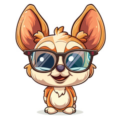 Cute cartoon chihuahua with sunglasses. Vector illustration