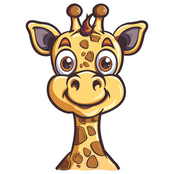 Cute giraffe isolated on white background. Cartoon vector illustration