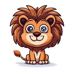 Cute cartoon lion. Vector illustration isolated on a white background