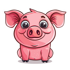 Obraz na płótnie Canvas Cute pink pig cartoon isolated on white background. Vector illustration
