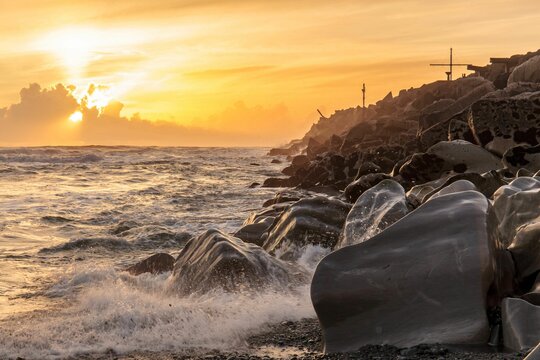 Landscape of Blaketown Beach during the sunset in Greymouth West Coast, New Zealand
