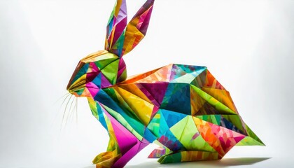 A bunny made of colors, origami AI Generated