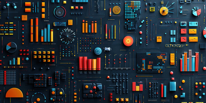 Variety of graphs and charts displayed on computer screen for data analysis and visualization