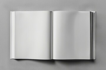 Blank White Open Book on Plain Background - obrazy, fototapety, plakaty