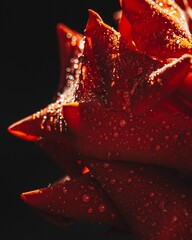 a closeup of rose petals with dewdrops
