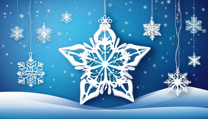 Naklejka na ściany i meble Beautiful Christmas decoration with a snowflake star.