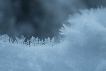 Closeup shot of pristine, freshly-fallen snow with individual flakes clearly visible