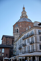 Fototapeta na wymiar Pavia, April 2023: Duomo di Pavia (Pavia Cathedral) in Pavia at sunny day, Lombardy, italy.