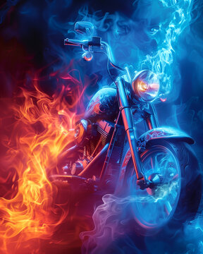 creative image of a motorcycle in a fairy-tale haze