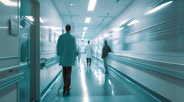 blured people walking inside the hospital