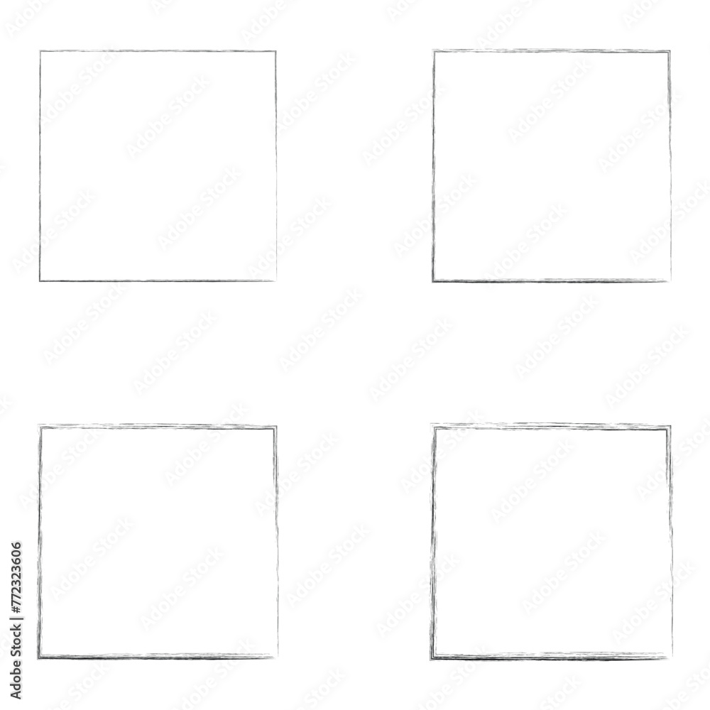 Aufkleber set of hand drawn rectangle. text box and frames. hand drawn doodle scribble border element for text