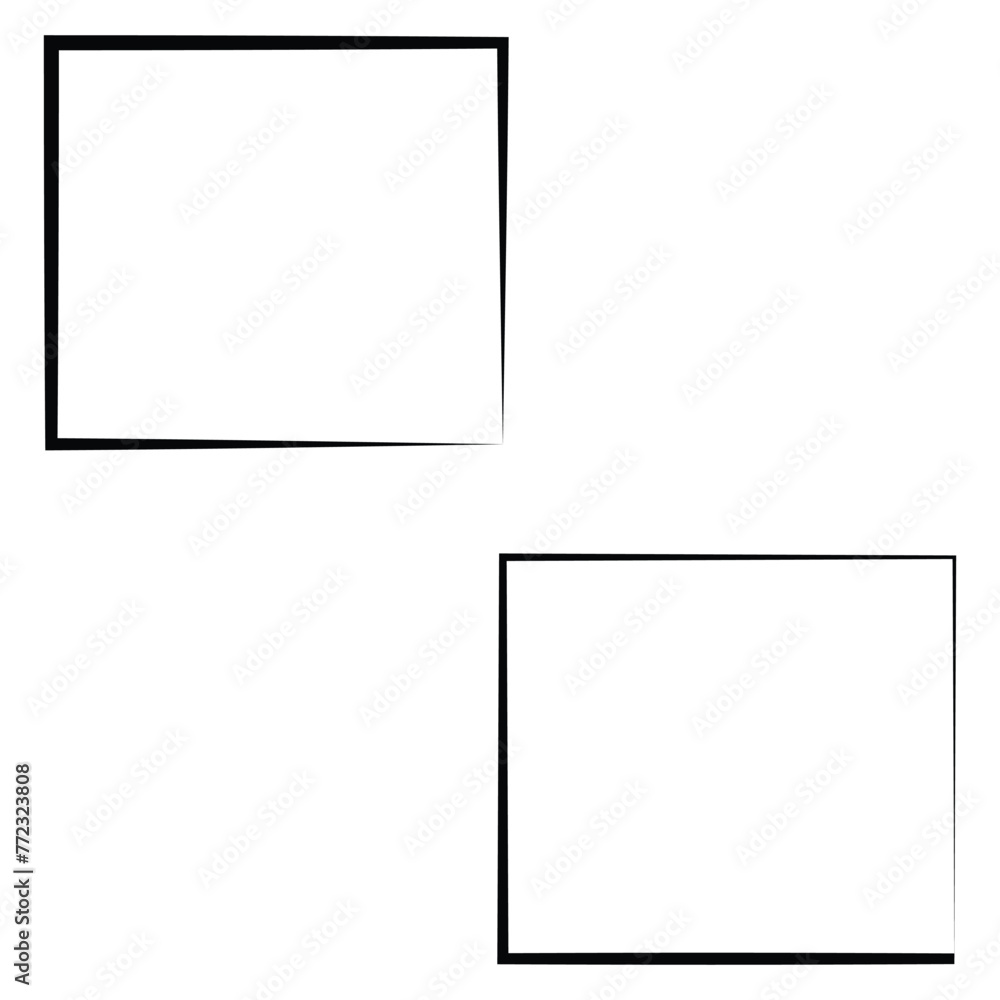 Poster hand drawn square frames in sketchy style. doodle frames. black frame hand drawn on white background
