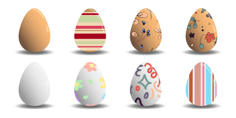 Set of easter eggs isolated on white background