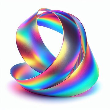 Bright holographic ribbon isolated on a white background