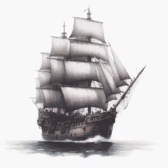 Fototapeten watercolor of ship on white background, Ship painting and illustration on white background © Haider