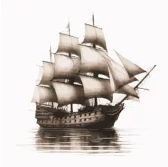 Fototapeten watercolor of ship on white background, Ship painting and illustration on white background © Haider