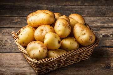 Potatoes are in the basket
