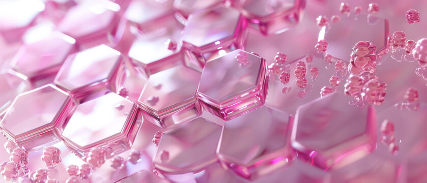 3D rendering of hexagonal skin layers being smoothed by bakuchiol, a retinol alternative