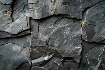 Natural black slate stone background pattern with high resolution. Top view. Copy space - generative ai