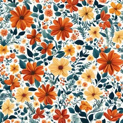 Seamless Floral Pattern, Seamless Colorful Floral Background 