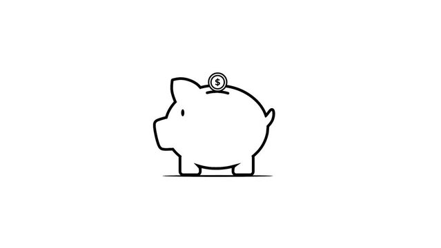 Piggy bank for saving money animation