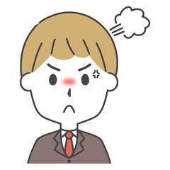 怒っているスーツ姿の男性　上半身　イラスト