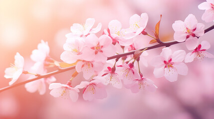 Sakura background with flower blossom and april floral.