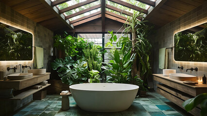 a sustainable bathroom space that prioritizes environmental responsibility.