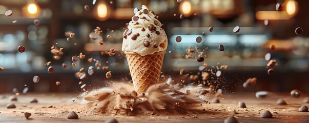 ice cream in large loads. coffee cream and chocolate perfect for a family that eats ice cream. created by  created by ai - obrazy, fototapety, plakaty