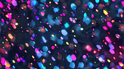 A vibrant image showcasing a multitude of colorful bokeh lights on a dark background - obrazy, fototapety, plakaty