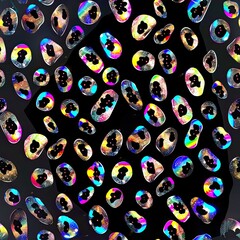 A collection of sparkling multicolored gemstones scattered on a dark background