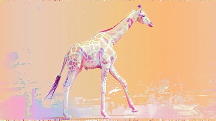 A digitally altered image of a giraffe against a textured background