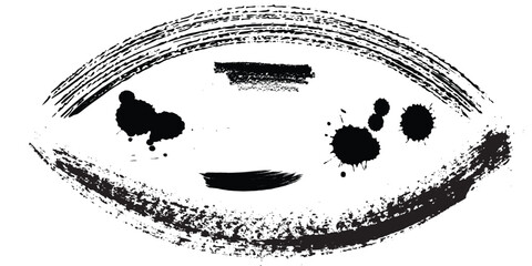 Large set of black paint, ink brush, brush. Dirty element design, box, frame or background for text. Line or texture. Vector illustration.