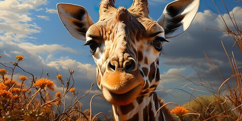 Picture a giraffe with a strong sense of focus, its steady gaze and deliberate movements
