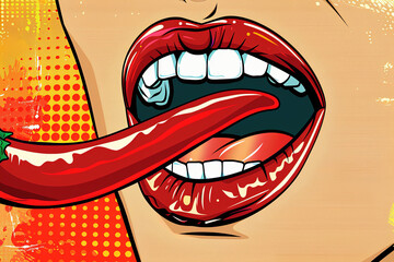 Lips with red hot chili pepper