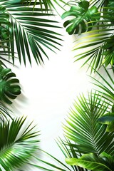 Fototapeta premium Lush Tropical Leaves on White Background