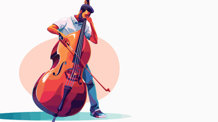 Playing double bass . Classical musician jazz bassi - obrazy, fototapety, plakaty
