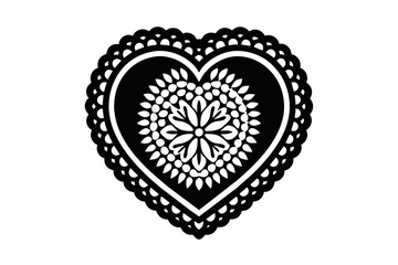 icon heart crochet silhouette black vector illustration