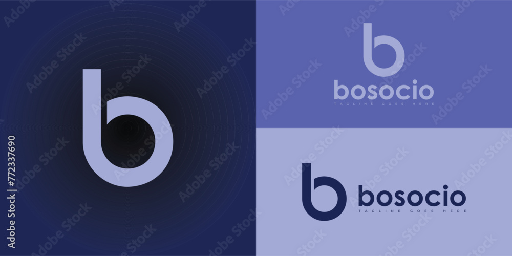 Poster abstract initial letter b and o logo in violet color isolated on multiple backgrounds applied for so