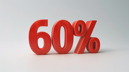 3d rendering of a red percent symbol on white background