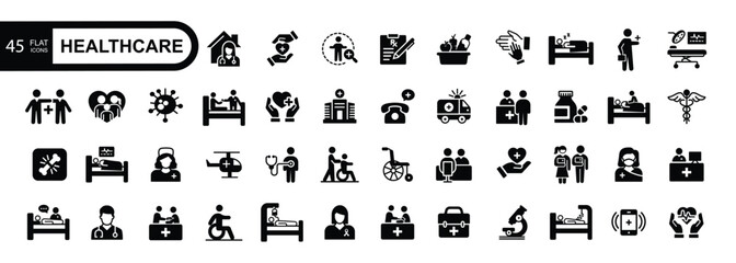 Palliative healthcare flat icons. Vector illustration.
