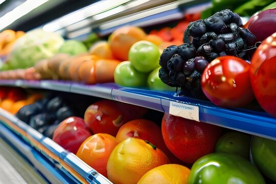 fruit and vegetables in a supermarket HD 8K wallpaper Stock Photographic Image Generative AI